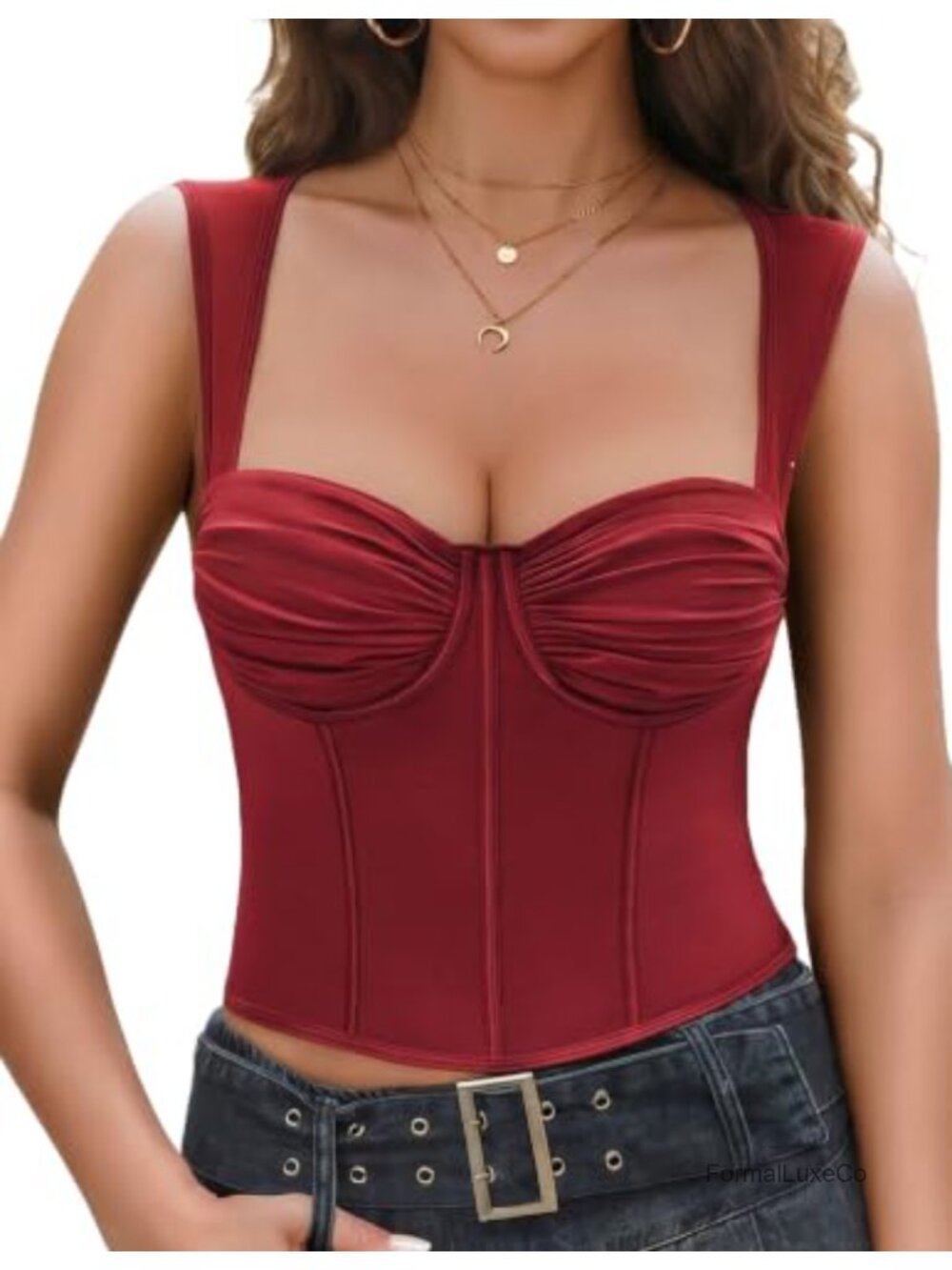 Avidlove Cropped Corset Top Back Tie Halter Bustier Polyester Spandex